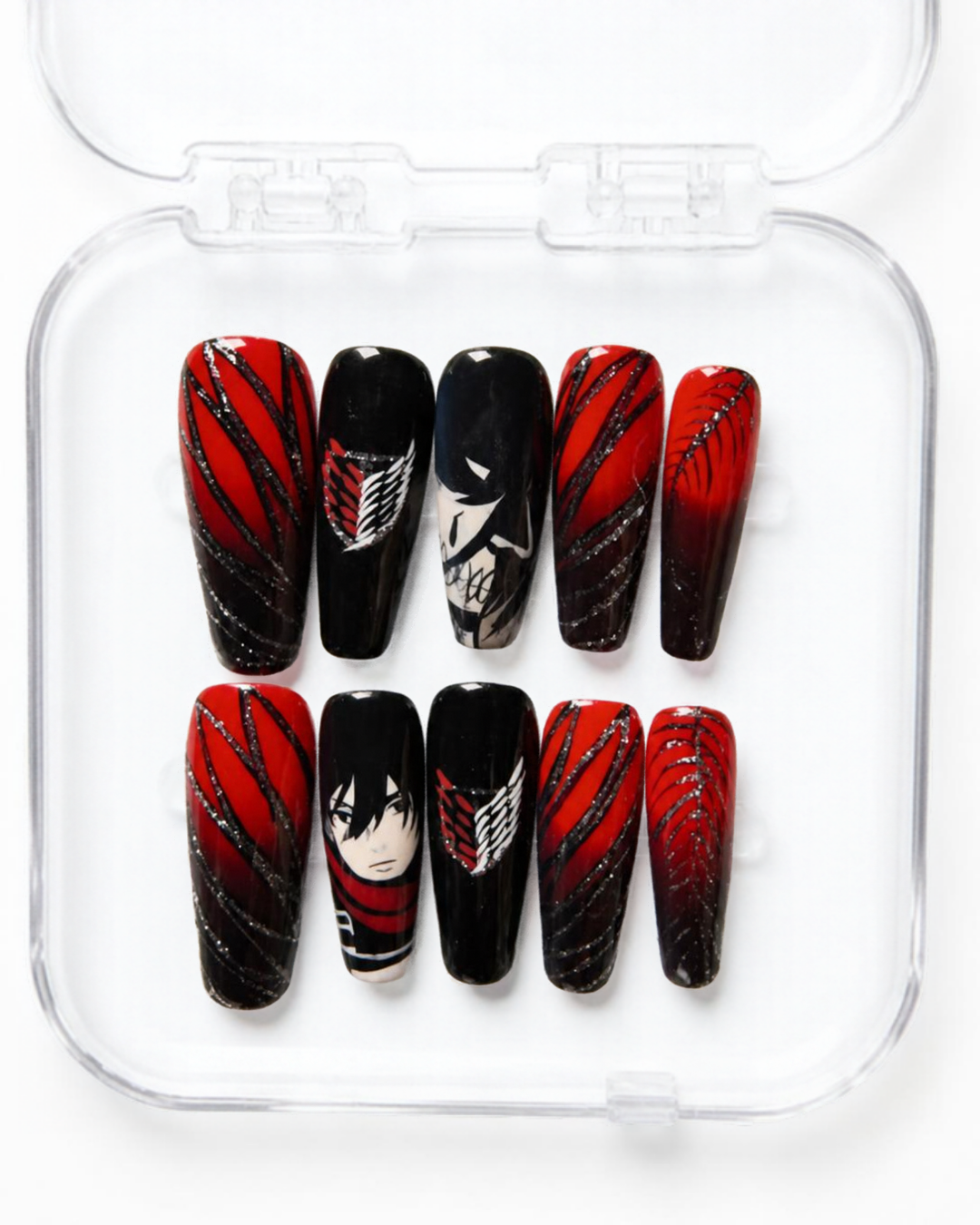 Scarlet Scarf anime press-on nails for an anime Halloween costume